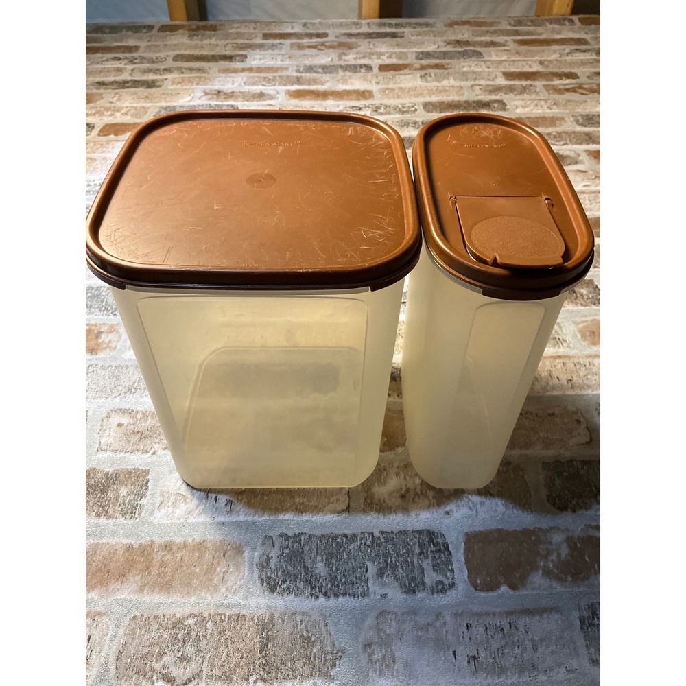 Tupperware Modular Mates Brown Lid Set 23 Cup & 9.75 Cup Pour Spout Vintage USA